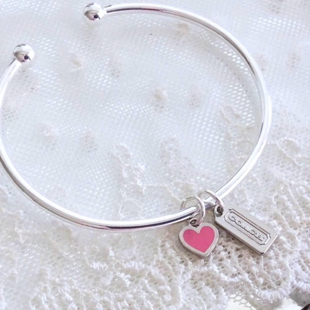 Coach Mini Pink Heart & Hangtag Charm Bracelet